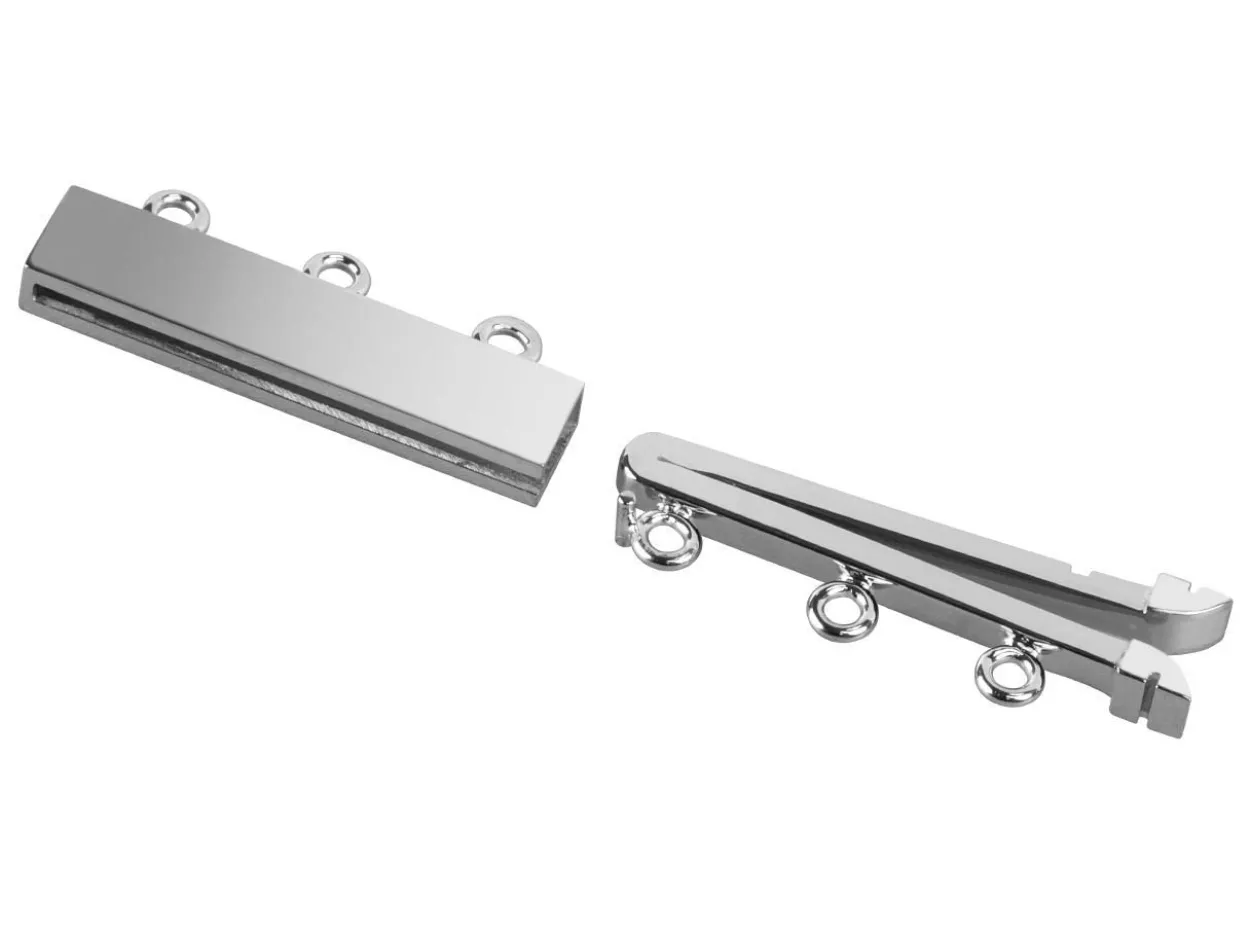 18ct White Gold 3 Row Clasp Polished 18mm