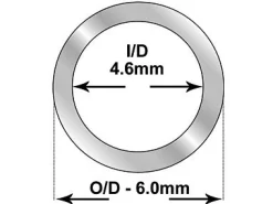 9ct White Gold Tube, Ref B, Outside Diameter 6.0mm, Inside Diameter 4.6mm, 0.7mm Wall Thickness, 100% Recycled Gold