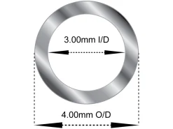9ct White Gold Tube, Ref 3, Outside Diameter 4.0mm, Inside Diameter 3.0mm, 0.5mm Wall Thickness, 100% Recycled Gold