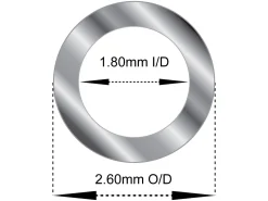 18ct White Gold Tube, Ref 7, Outside Diameter 2.6mm, Inside Diameter 1.8mm, 0.4mm Wall Thickness, 100% Recycled Gold