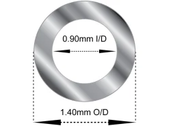 18ct White Gold Tube, Ref 13, Outside Diameter 1.4mm, Inside Diameter 0.9mm, 0.25mm Wall Thickness, 100% Recycled Gold