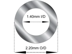 18ct White Gold Tube, Ref 9, Outside Diameter 2.2mm, Inside Diameter 1.4mm, 0.4mm Wall Thickness, 100% Recycled Gold