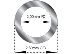 18ct White Gold Tube, Ref 6, Outside Diameter 2.8mm, Inside Diameter 2.0mm, 0.4mm Wall Thickness, 100% Recycled Gold
