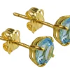 9ct Yellow Gold Birthstone Earrings 5mm Round Blue Topaz - March