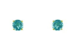 9ct Yellow Gold Birthstone Earrings 5mm Round Blue Topaz - March