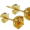 9ct Yellow Gold Birthstone Earrings 5mm Round Champagne/orange/yellow Topaz - November