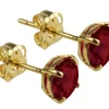 9ct Yellow Gold Birthstone Earrings 5mm Round Garnet - January