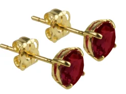 9ct Yellow Gold Birthstone Earrings 5mm Round Garnet - January