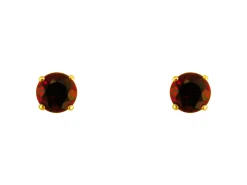 9ct Yellow Gold Birthstone Earrings 5mm Round Garnet - January