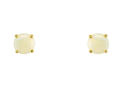 9ct Yellow Gold Birthstone Earrings 5mm Round Solid Opal - October