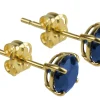 9ct Yellow Gold Birthstone Earrings 5mm Round Created Sapphire - September
