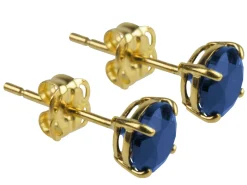 9ct Yellow Gold Birthstone Earrings 5mm Round Created Sapphire - September