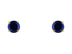 9ct Yellow Gold Birthstone Earrings 5mm Round Created Sapphire - September