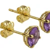 9ct Yellow Gold Birthstone Earrings 5mm Round Amethyst - February