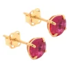 9ct Yellow Gold Birthstone Earrings 5mm Round Created Ruby - July