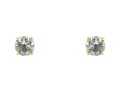 9ct Yellow Gold Birthstone Earrings 5mm Round White Topaz - April