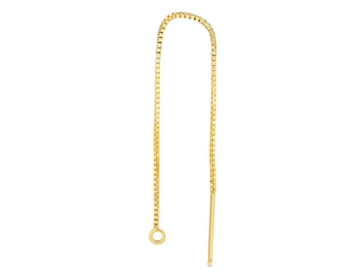 9ct Yellow Gold 2.5" Box Chain Ear Thread With Jump Ring