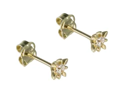 9ct Yellow Gold Celestial Design Stud Earrings With Cubic Zirconia