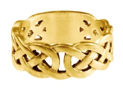 9ct Yellow Gold Celtic Band Ring 8mm Wide Hallmarked Size R
