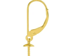 18ct Yellow Gold Continental Ear Wire, 3mm Cup, Plain Wire With A Drop Cup