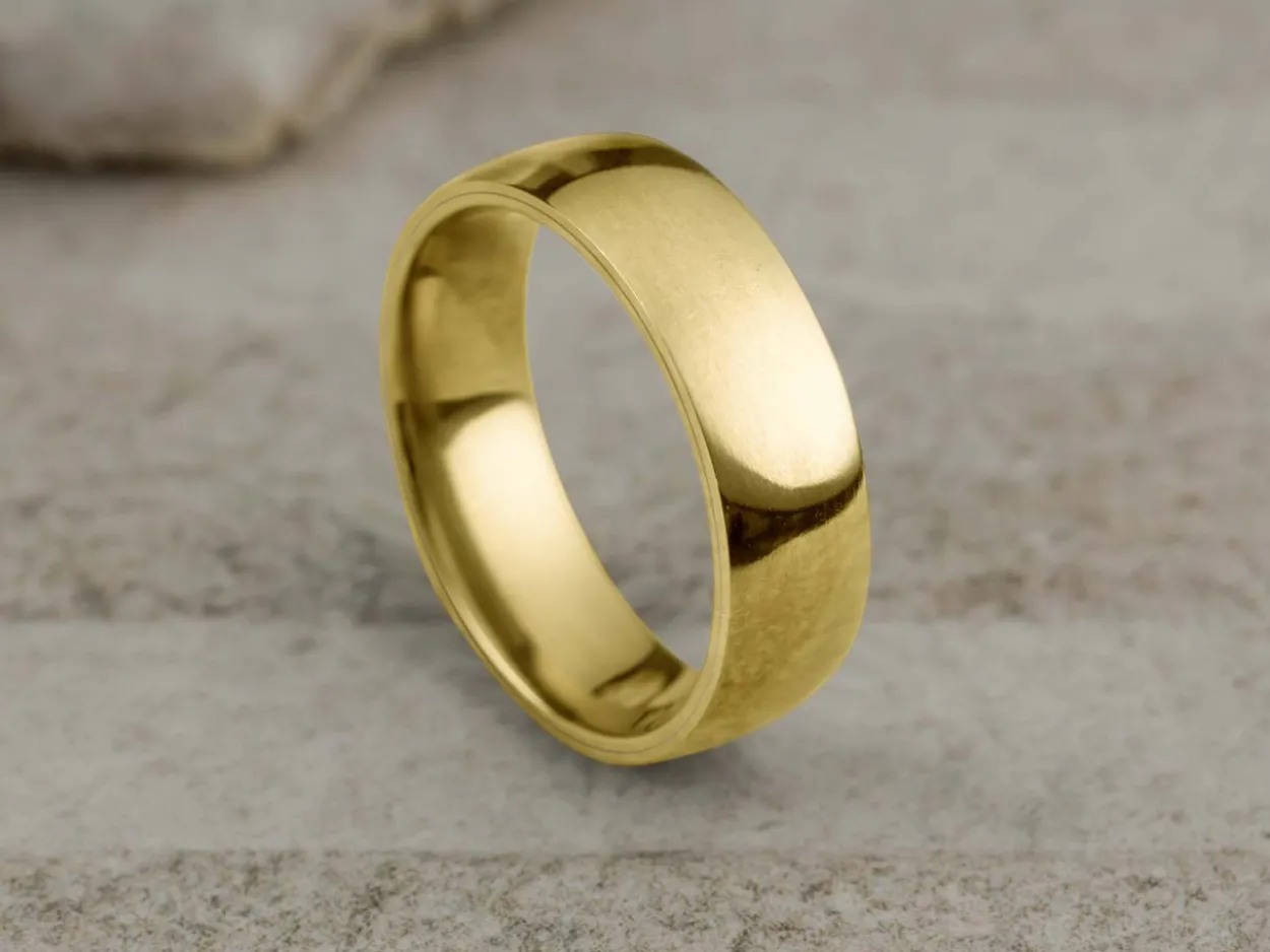 18ct Yellow Gold Court Wedding Ring 6.0mm, Size Z, 5.00g Super Lightweight, Laser Hallmarked, Wall Thickness 2.0mm, 100% Recycled Gold