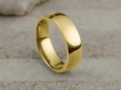 18ct Yellow Gold Court Wedding Ring 6.0mm, Size W, 4.77g Super Lightweight, Laser Hallmarked, Wall Thickness 2.0mm, 100% Recycled Gold