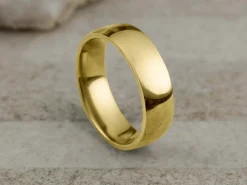 18ct Yellow Gold Court Wedding Ring 6.0mm, Size T, 4.55g Super Lightweight, Laser Hallmarked, Wall Thickness 2.0mm, 100% Recycled Gold