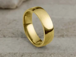 18ct Yellow Gold Court Wedding Ring 6.0mm, Size Q, 4.33g Super Lightweight, Laser Hallmarked, Wall Thickness 2.0mm, 100% Recycled Gold
