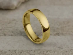 18ct Yellow Gold Court Wedding Ring 5.0mm, Size X, 3.86g Super Lightweight, Laser Hallmarked, Wall Thickness 1.8mm, 100% Recycled Gold