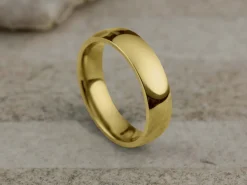 18ct Yellow Gold Court Wedding Ring 5.0mm, Size V, 3.74g Super Lightweight, Laser Hallmarked, Wall Thickness 1.8mm, 100% Recycled Gold