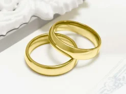 18ct Yellow Gold Court Wedding Ring 5.0mm, Size V, 3.74g Super Lightweight, Laser Hallmarked, Wall Thickness 1.8mm, 100% Recycled Gold