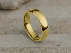 18ct Yellow Gold Court Wedding Ring 5.0mm, Size S, 3.56g Super Lightweight, Laser Hallmarked, Wall Thickness 1.8mm, 100% Recycled Gold