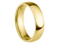 18ct Yellow Gold Court Wedding Ring 5.0mm, Size R, 3.50g Super Lightweight, Laser Hallmarked, Wall Thickness 1.8mm, 100% Recycled Gold