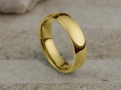 18ct Yellow Gold Court Wedding Ring 5.0mm, Size Q, 3.44g Super Lightweight, Laser Hallmarked, Wall Thickness 1.8mm, 100% Recycled Gold