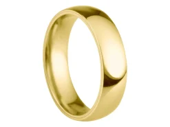 18ct Yellow Gold Court Wedding Ring 5.0mm, Size O, 3.32g Super Lightweight, Laser Hallmarked, Wall Thickness 1.8mm, 100% Recycled Gold