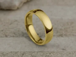 18ct Yellow Gold Court Wedding Ring 5.0mm, Size O, 3.32g Super Lightweight, Laser Hallmarked, Wall Thickness 1.8mm, 100% Recycled Gold