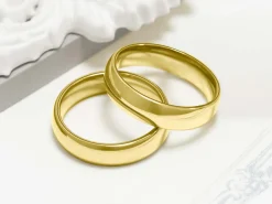 18ct Yellow Gold Court Wedding Ring 5.0mm, Size O, 3.32g Super Lightweight, Laser Hallmarked, Wall Thickness 1.8mm, 100% Recycled Gold