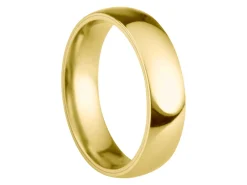 18ct Yellow Gold Court Wedding Ring 5.0mm, Size M, 3.20g Super Lightweight, Laser Hallmarked, Wall Thickness 1.8mm, 100% Recycled Gold