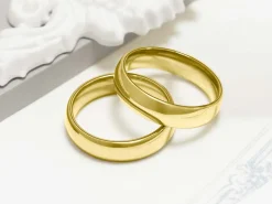 18ct Yellow Gold Court Wedding Ring 5.0mm, Size M, 3.20g Super Lightweight, Laser Hallmarked, Wall Thickness 1.8mm, 100% Recycled Gold