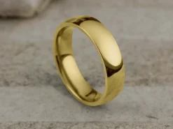 18ct Yellow Gold Court Wedding Ring 5.0mm, Size L, 3.14g Super Lightweight, Laser Hallmarked, Wall Thickness 1.8mm, 100% Recycled Gold
