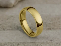 18ct Yellow Gold Court Wedding Ring 5.0mm, Size K, 3.08g Super Lightweight, Laser Hallmarked, Wall Thickness 1.8mm, 100% Recycled Gold