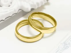 18ct Yellow Gold Court Wedding Ring 5.0mm, Size K, 3.08g Super Lightweight, Laser Hallmarked, Wall Thickness 1.8mm, 100% Recycled Gold