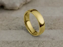 18ct Yellow Gold Court Wedding Ring 5.0mm, Size I, 2.97g Super Lightweight, Laser Hallmarked, Wall Thickness 1.8mm, 100% Recycled Gold