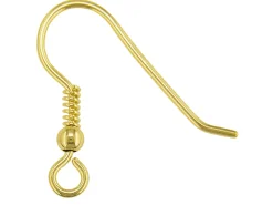 9ct Yellow Gold Earring Hook Wire With Bead