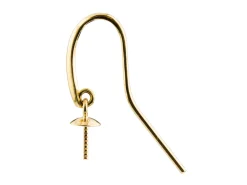9ct Yellow Gold Earring Hook Wire With 4mm Cup Pack of 2