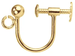 9ct Yellow Gold Ear Screw Bead And Ring 3mm, Round Wire, Unplannished Shank