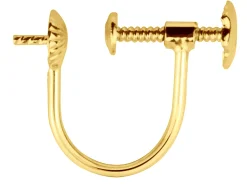 9ct Yellow Gold Ear Screw Cup And Peg, 4mm Cup, Round Wire, Unplannished Shank