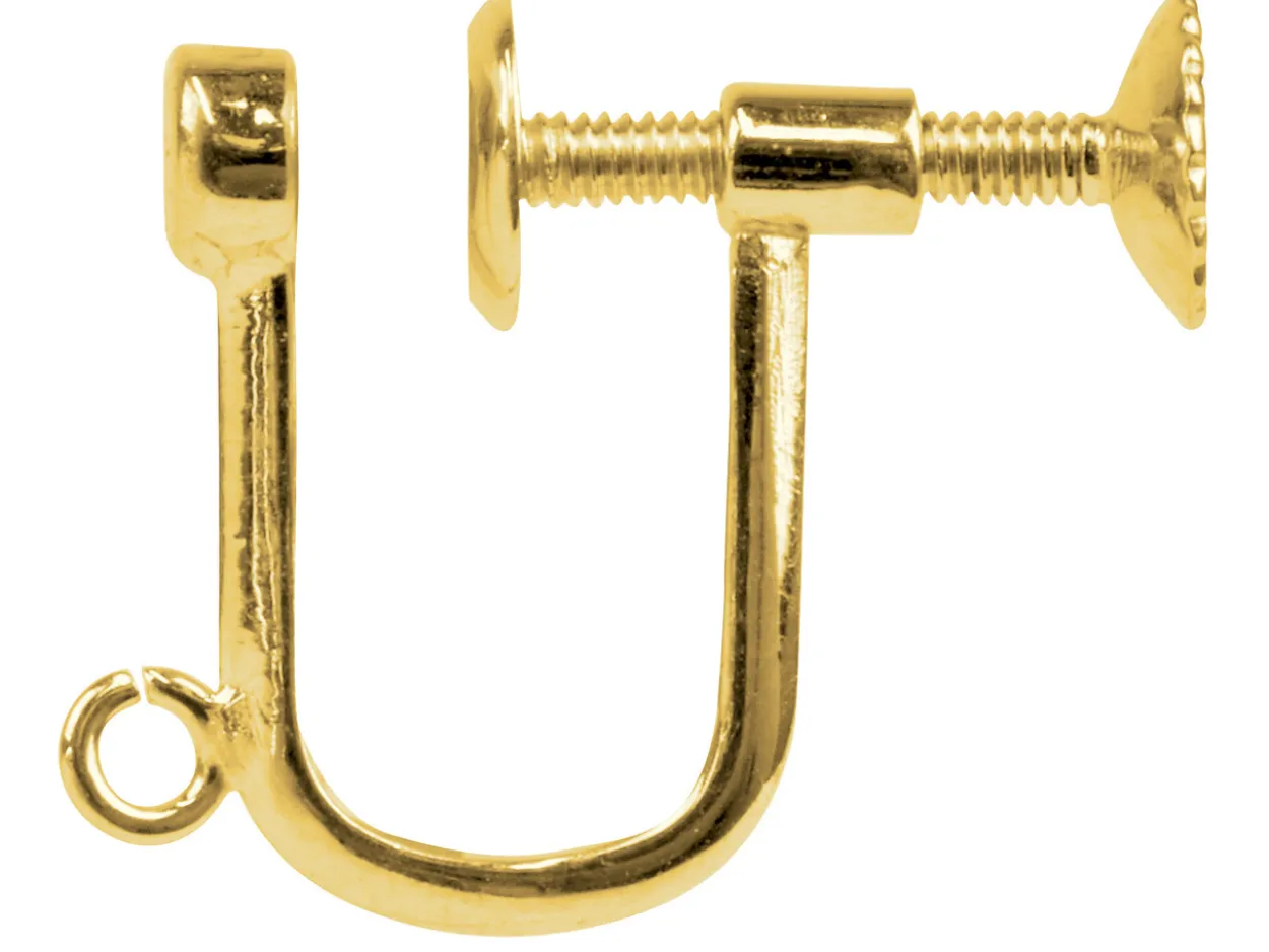 9ct Yellow Gold Ear Screw With Drop Fitting, For Non-pierced Ear, 3mm Flat Stud,with Open Ring