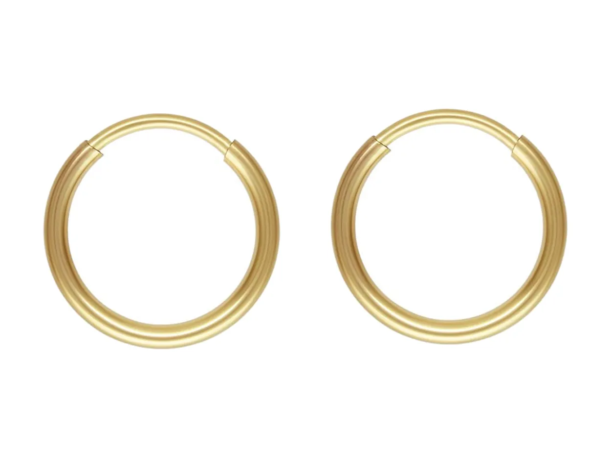 14ct Yellow Gold Filled 12.0mm Endless Sleeper Hoops, Pack Of 2