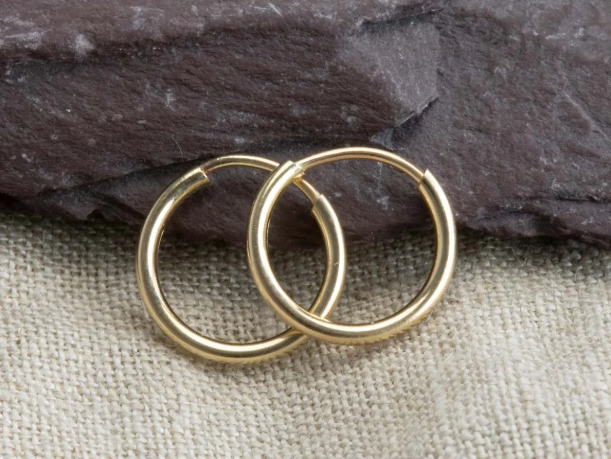 14ct Yellow Gold Filled 12.0mm Endless Sleeper Hoops, Pack Of 2